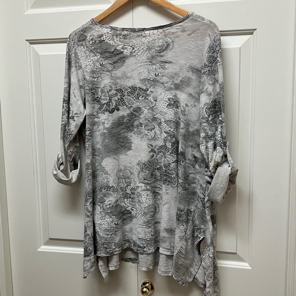 Beyond Capri Made in Italy tunic top, cotton, long sleeve & adjustable ties, XL